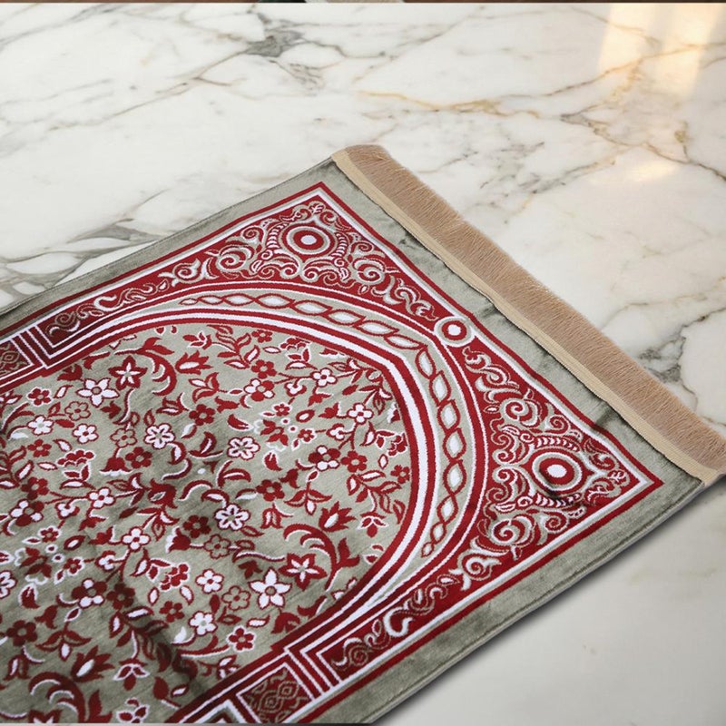 Melen Turkish prayer rug – Istabraq – Olive – Red - Image 2